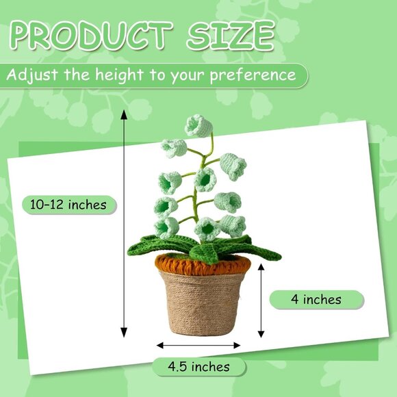 Lily Valley Artificial Crochet Lights Flowers Green Lamp Cordless Home Decor - Picture 3 of 6